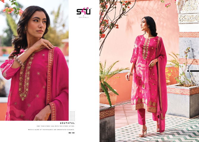 Nusrat By S4u Organza jacquard Designer Kurti With Bottom Dupatta Wholesale Shop In Surat
